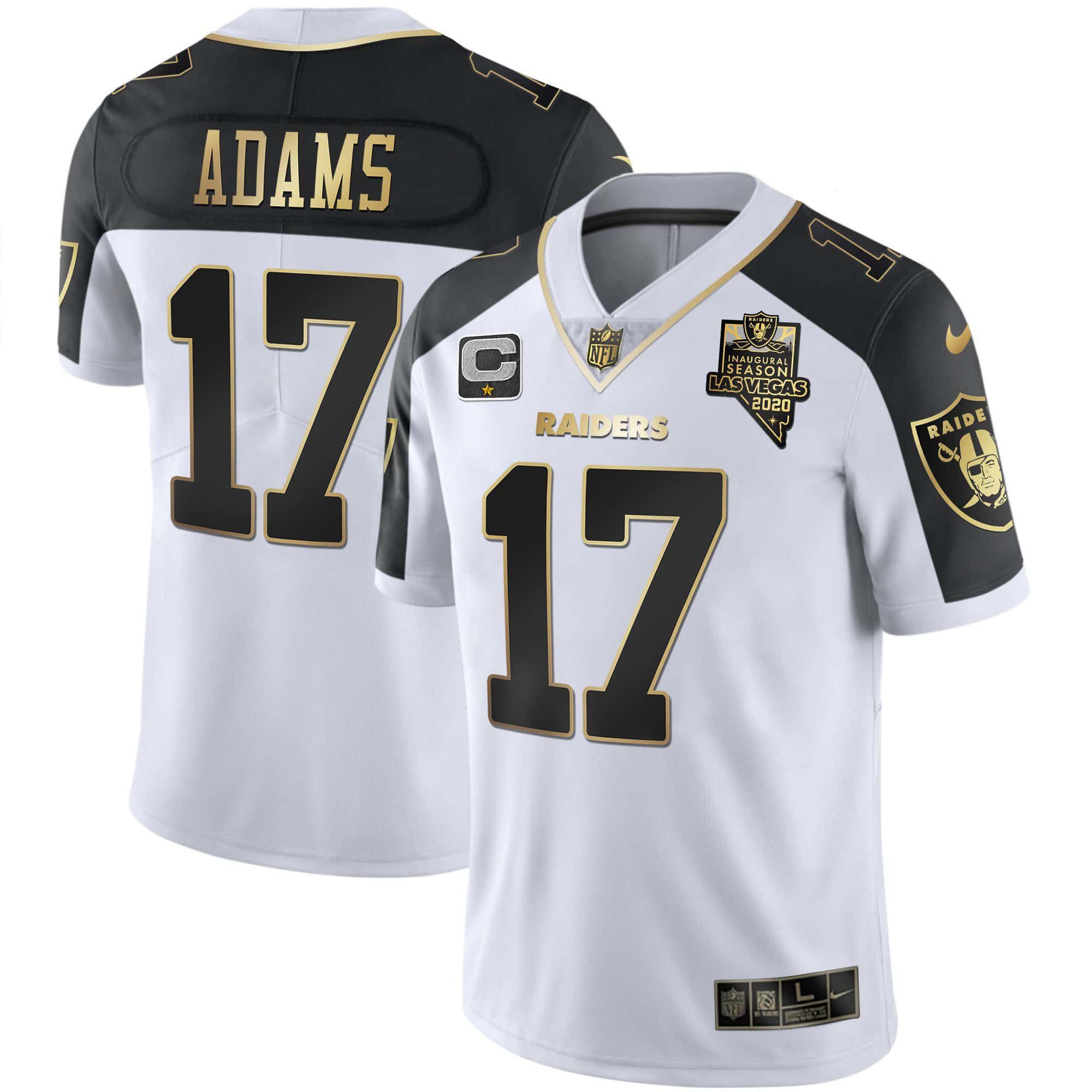 Men Oakland Raiders 17 Adams 2024 Nike Vapor White Gold & Black Inverted Limited NFL Jersey